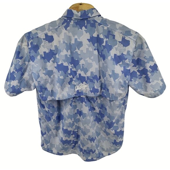 Old Tejas Camouflage Mens Short Sleeve Shirt XL Gulf Blue Texas Fishing Camo - Picture 8 of 11